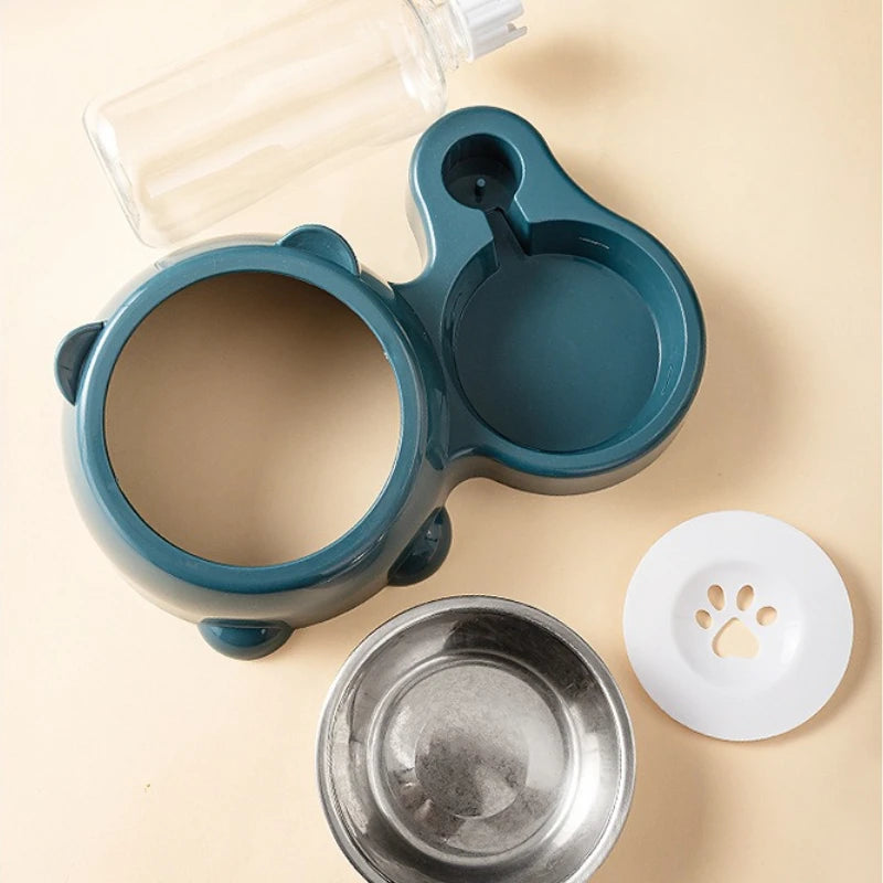 Comedero y dispensador de agua automático para mascotas, sistema de alimentación integrado para gatos y perros, no necesita pilas ni electricidad, boca inclinada.