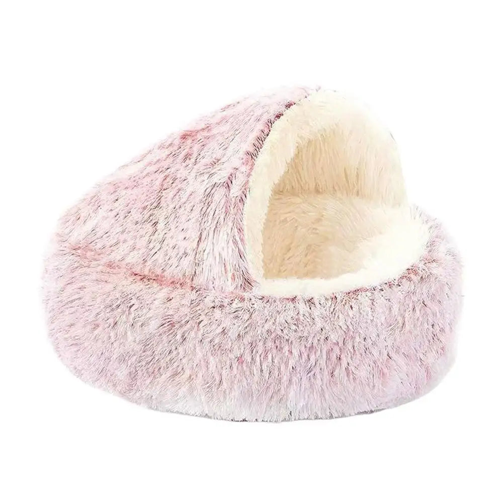 Cama para mascotas 2 en 1 de felpa suave de 50 cm con funda, cama redonda para gatos, colchón para cachorros, nido cálido para dormir para gatos y perros pequeños.