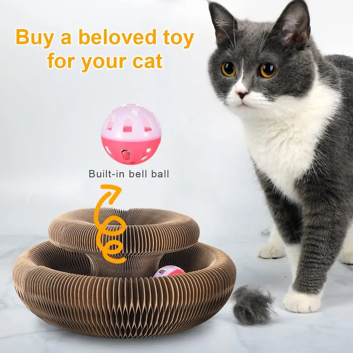 Juguete mágico para gatos: rascador con pelota, garras afiladas, estructura para trepar, rascador redondo de cartón corrugado para gatitos.