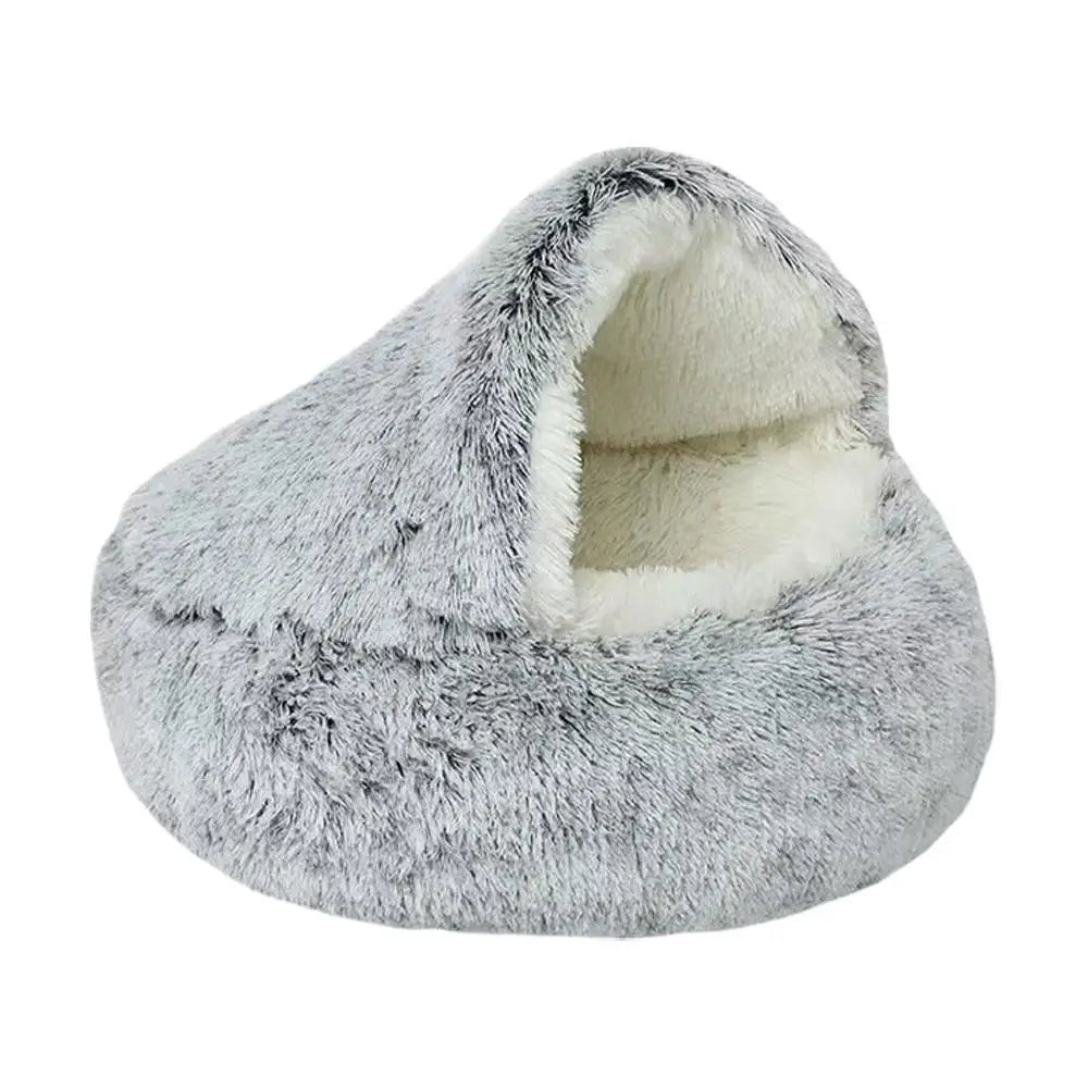 Cama para mascotas 2 en 1 de felpa suave de 50 cm con funda, cama redonda para gatos, colchón para cachorros, nido cálido para dormir para gatos y perros pequeños.