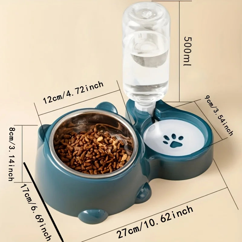 Comedero y dispensador de agua automático para mascotas, sistema de alimentación integrado para gatos y perros, no necesita pilas ni electricidad, boca inclinada.