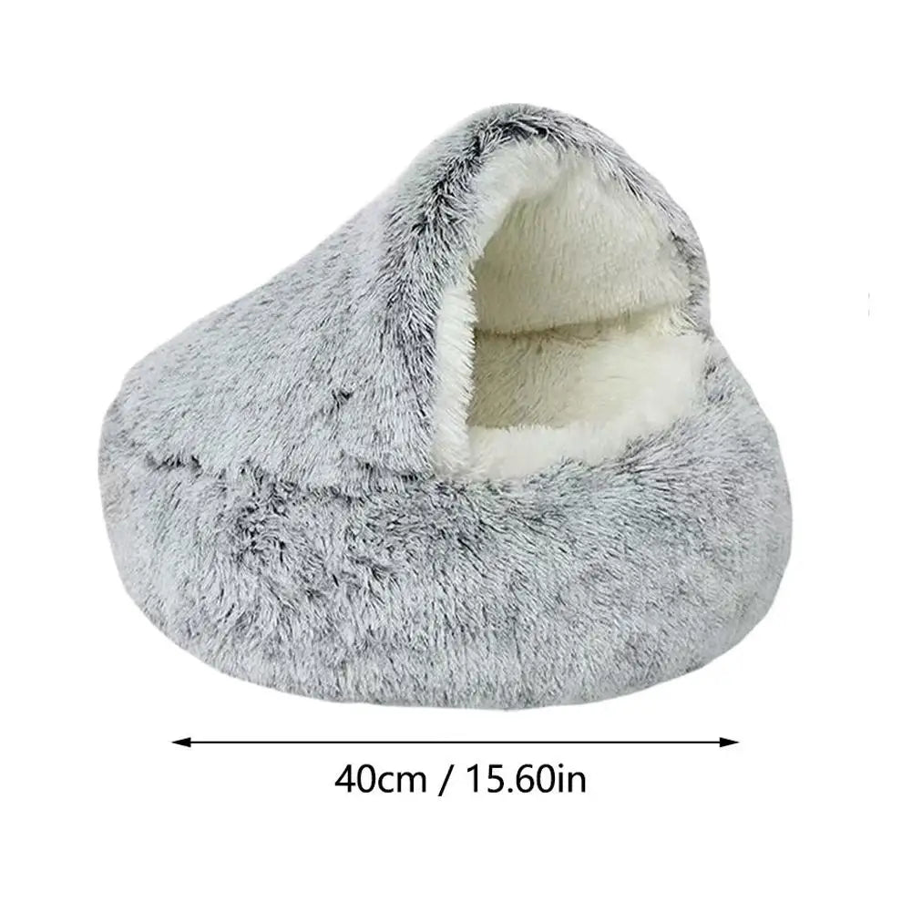 Cama para mascotas 2 en 1 de felpa suave de 50 cm con funda, cama redonda para gatos, colchón para cachorros, nido cálido para dormir para gatos y perros pequeños.